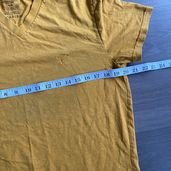 American Eagle Mustard "Athletic Fit" V-Neck Cotton Short-Sleeve T-Shirt - Picture 4 of 8
